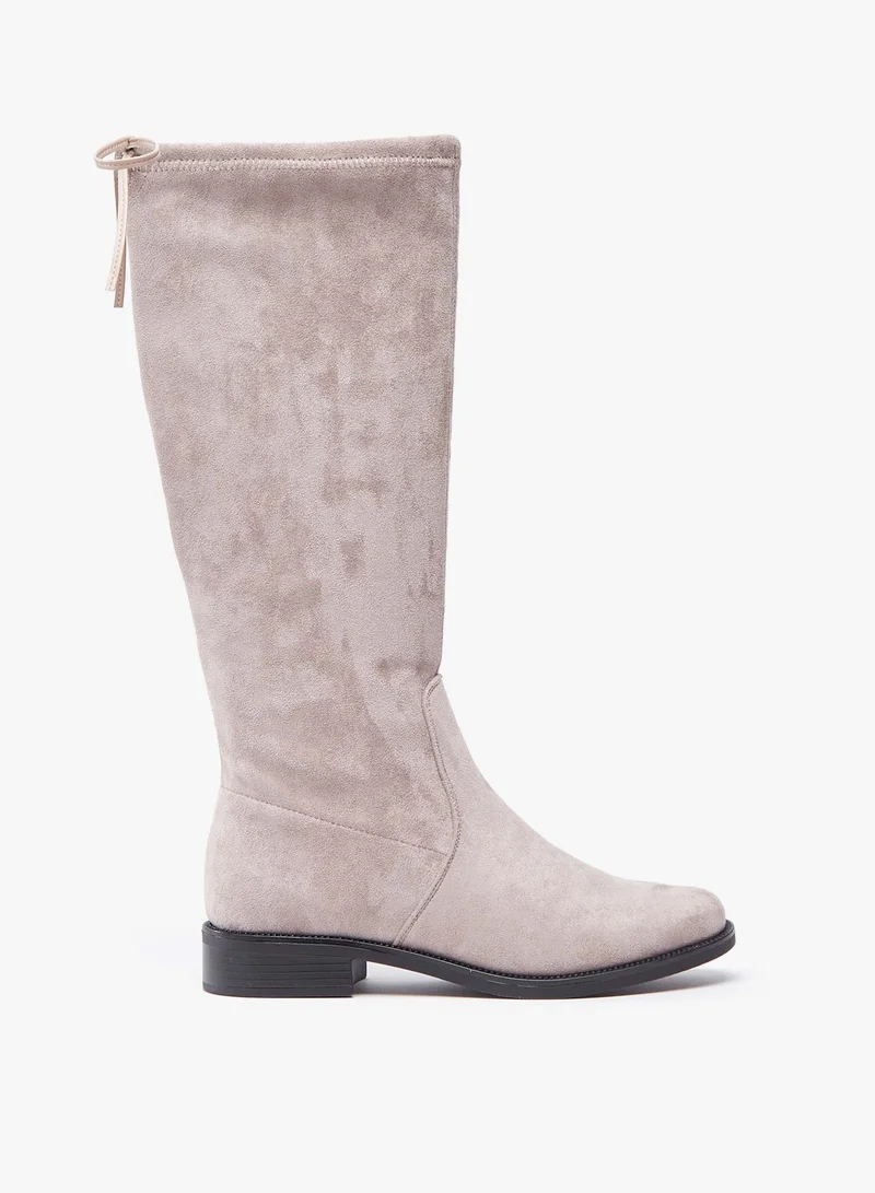 Flora Bella Women Solid High Shaft Boots with Tie-Ups and Block Heels