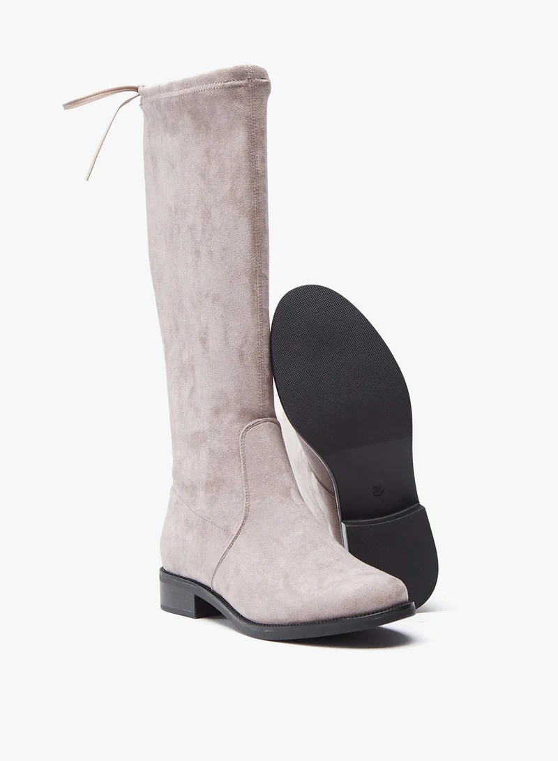 Flora Bella Women Solid High Shaft Boots with Tie-Ups and Block Heels