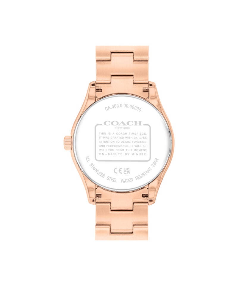 COACH Round Analog Women'S Ionic Plated Rose Gold Steel Case  Watch - Image 2