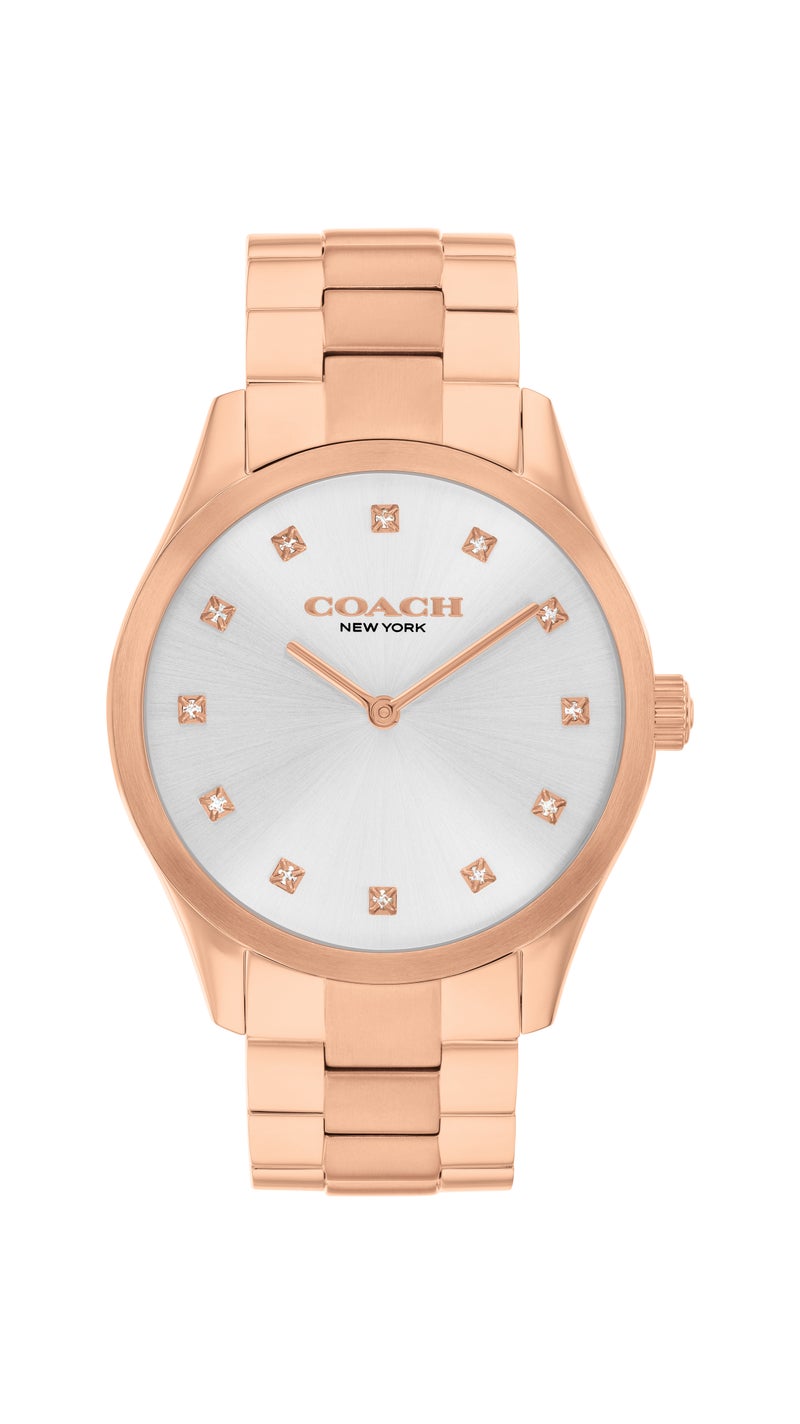COACH Round Analog Women'S Ionic Plated Rose Gold Steel Case  Watch - Image 3
