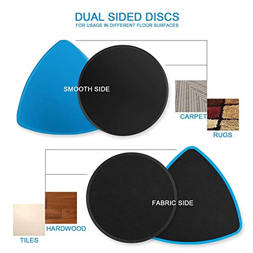 SLYK Dual-Sided Core Sliders – Premium ABS/EVA Gliding Discs for Ab Workout & Full-Body Strength Training Equipment | Perfect for Use on Carpet or Hard Floors (Triangle, Blue) - Image 3