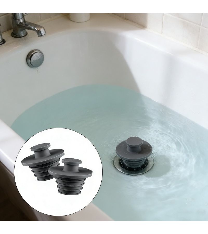 Black Non Slip Bathtub Drain Stopper Easy Install Leak Proof Design - Image 5