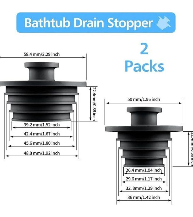 Black Non Slip Bathtub Drain Stopper Easy Install Leak Proof Design - Image 2