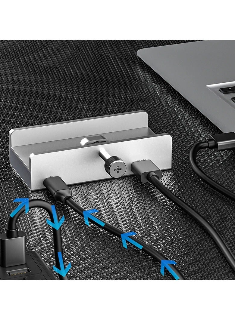 AROAQ محول USB 3.0 من الألمنيوم نوع C مع 4 منافذ وموزع طاقة (مع قارئ بطاقة SD/TF) - Image 3
