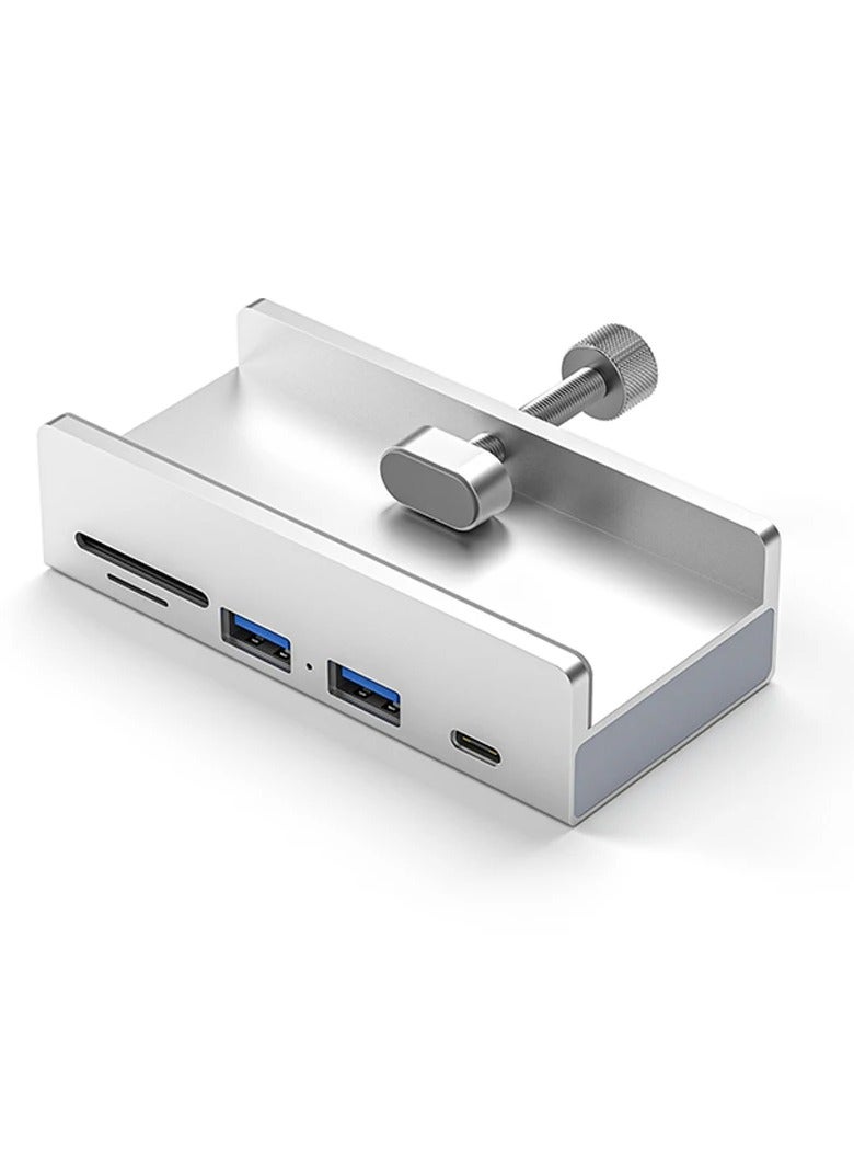 AROAQ محول USB 3.0 من الألمنيوم نوع C مع 4 منافذ وموزع طاقة (مع قارئ بطاقة SD/TF) - Image 1