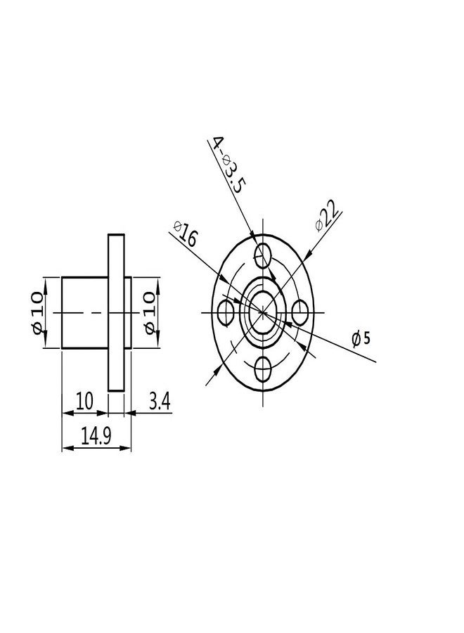 إنفينتو INVENTO قطعة واحدة 600 مم (0.6 متر) قضيب ملولب من الفولاذ المقاوم للصدأ SS304، مقاس M5، قطر خارجي 5 مم، مع صامولة M5، خطوة 0.8 مم، صامولة T نحاسية دائرية ذات حافة واحدة، مناسبة للطابعات ثلاثية الأبعاد والروبوتات CNC - Image 3