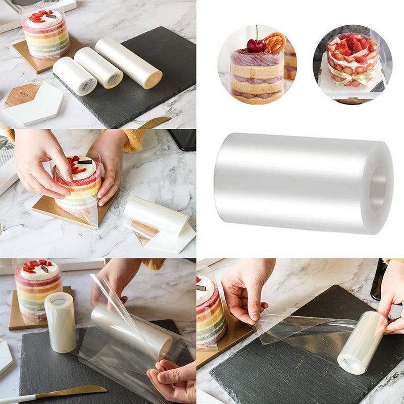 Cyimi Cake Collars 6 x 394inch, Transparent Cake Rolls, Acetate Cake Collars, Mousse Cake Clear Acetate Sheets for Chocolate Mousse Baking, Cake Decorating,12 Stickers Included - Image 4