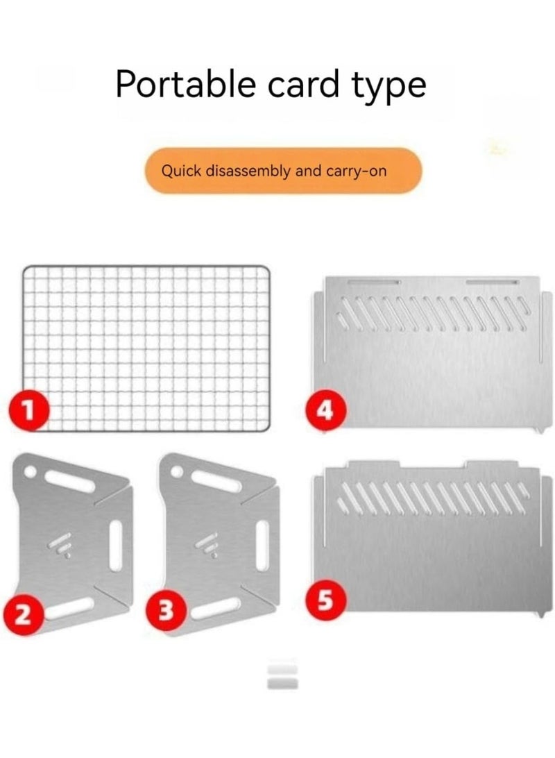 Bukela Portable Folding BBQ Grill for 1-2 People - Mini Charcoal Grill for Camping, Compact Stainless Steel Fire Pit with Carry Bag, Outdoor Grill for Backyard, Hiking & Picnic (8.2X5.5 IN) - Image 2