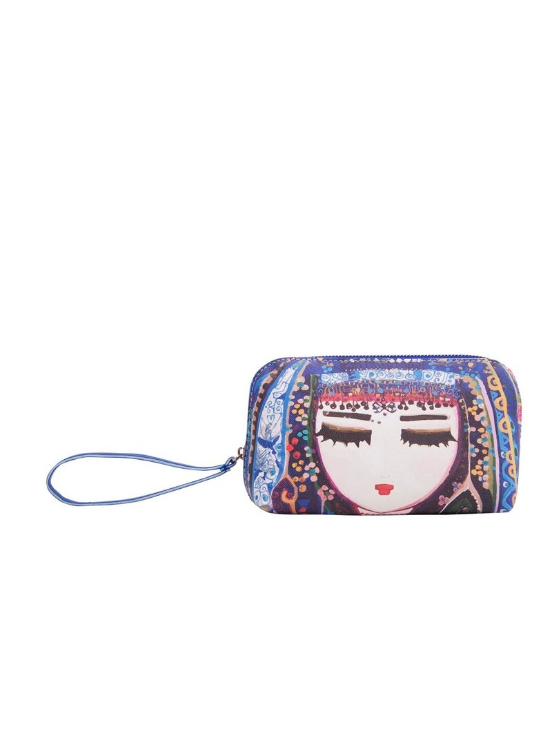 Travel Cosmetic Bag Make up Pouch Case Toiletry Organizer Pencil Case 6x4x3 in Blue Color - Image 2