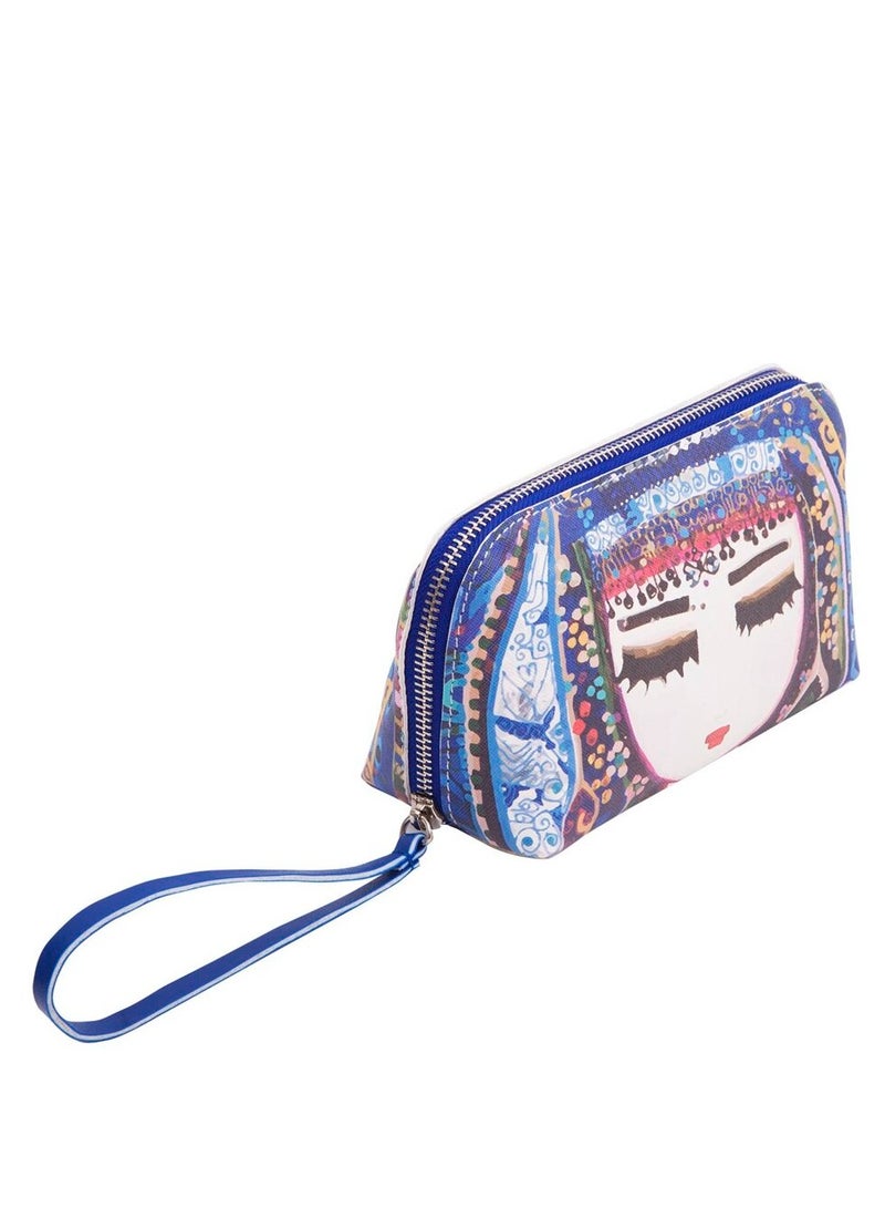 Travel Cosmetic Bag Make up Pouch Case Toiletry Organizer Pencil Case 6x4x3 in Blue Color - Image 5