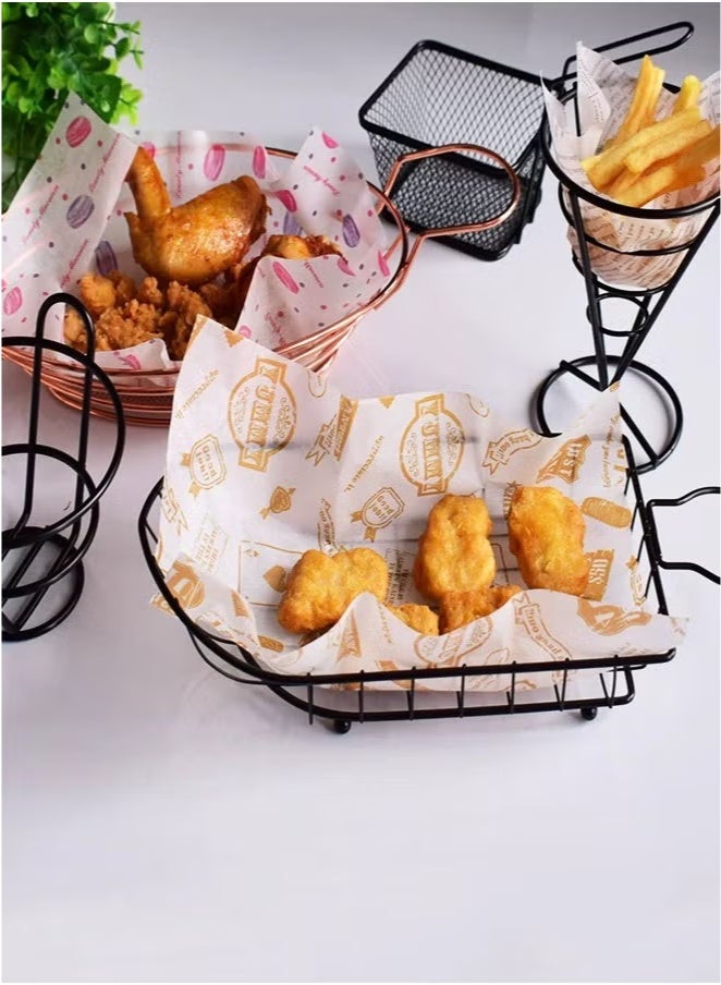 50 Pieces Food Wrapping Paper Wax Paper Cake Wrappers Gift Wrapping Basket Liner Grease Proof Paper Crafting Cheese Bread Paper - Image 3
