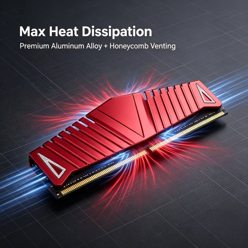 Red Aluminum Alloy RAM Heatsink for DDR3 DDR4 DDR5 Desktop Memory Module - Image 3