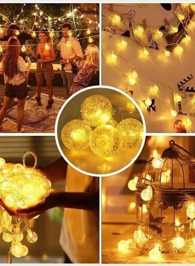 مصباح LED 7 متر، ضوء أبيض دافئ، 8 أوضاع إضاءة، سلسلة ضوء LED الشمسية، سلسلة ضوء الكرة الفقاعية إسقاط الماء، المناظر الطبيعية في الهواء الطلق، حديقة، زخرفة المهرجان، سلسلة ضوء عيد الميلاد، أضواء ملونة - Image 4