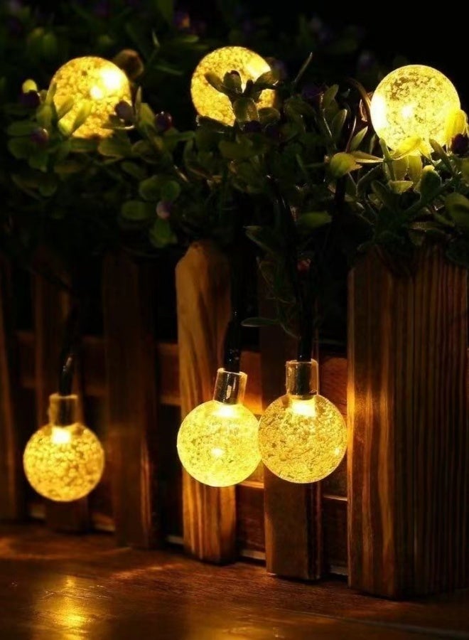 مصباح LED 7 متر، ضوء أبيض دافئ، 8 أوضاع إضاءة، سلسلة ضوء LED الشمسية، سلسلة ضوء الكرة الفقاعية إسقاط الماء، المناظر الطبيعية في الهواء الطلق، حديقة، زخرفة المهرجان، سلسلة ضوء عيد الميلاد، أضواء ملونة - Image 3