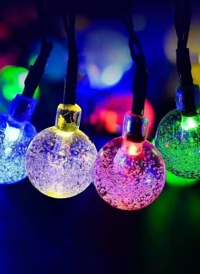 مصباح LED 7 متر، ضوء أبيض دافئ، 8 أوضاع إضاءة، سلسلة ضوء LED الشمسية، سلسلة ضوء الكرة الفقاعية إسقاط الماء، المناظر الطبيعية في الهواء الطلق، حديقة، زخرفة المهرجان، سلسلة ضوء عيد الميلاد، أضواء ملونة - Image 5