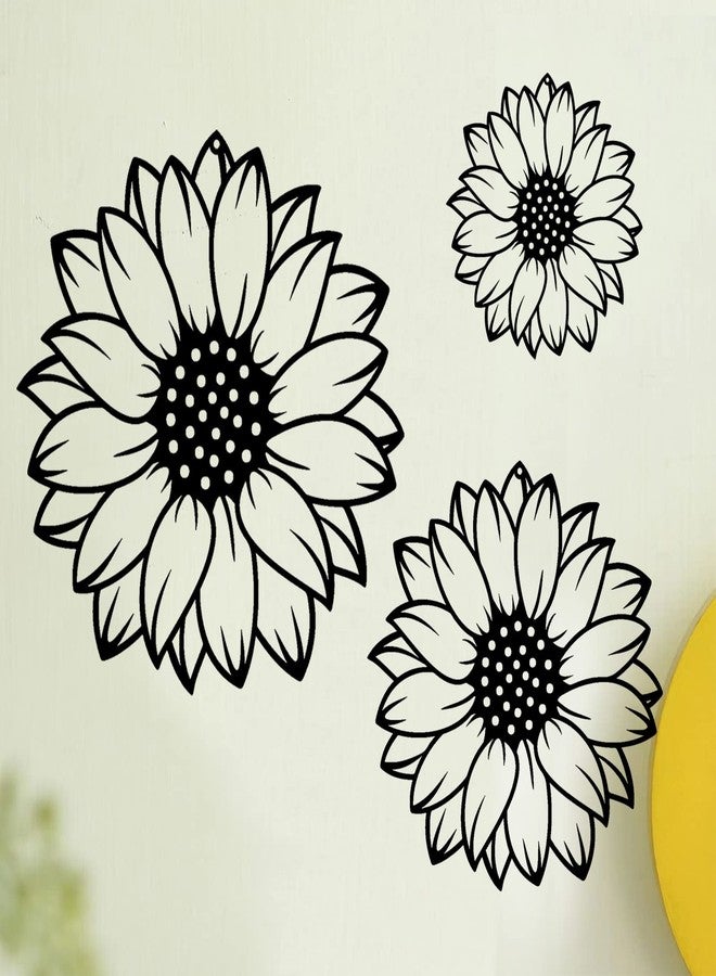 RESACO Sunflower Wall Decor 3 Pieces Flowers Metal Wall Art Black Sunflowers Home Decorations for Bathroom Farmhouse Living Room Kitchen Home Office - Image 3