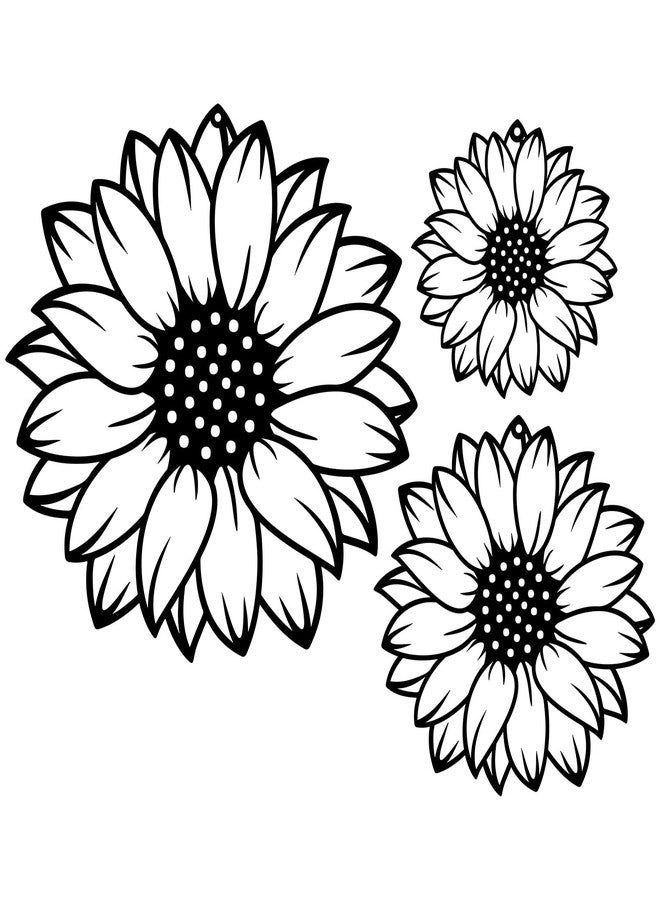 RESACO Sunflower Wall Decor 3 Pieces Flowers Metal Wall Art Black Sunflowers Home Decorations for Bathroom Farmhouse Living Room Kitchen Home Office - Image 1