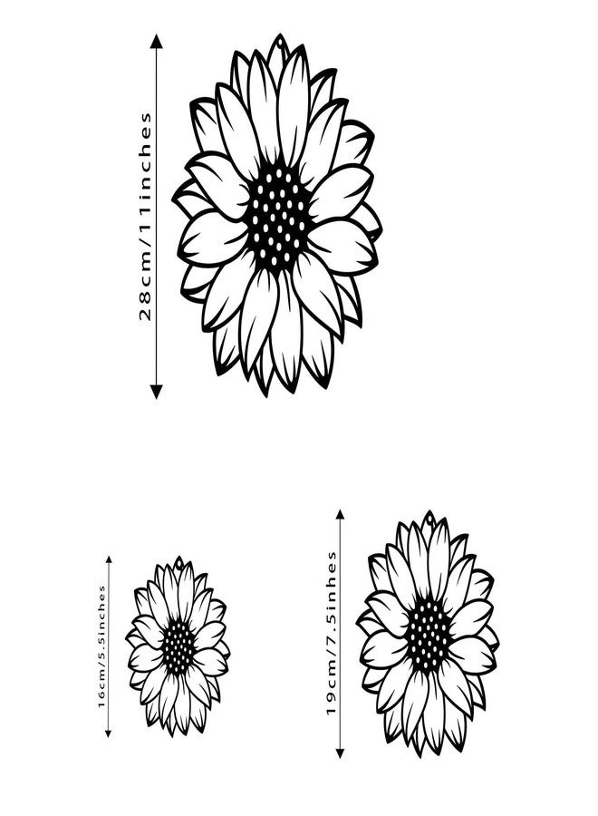RESACO Sunflower Wall Decor 3 Pieces Flowers Metal Wall Art Black Sunflowers Home Decorations for Bathroom Farmhouse Living Room Kitchen Home Office - Image 2