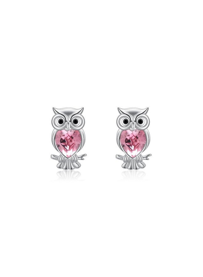 AOBOCO Owl Earrings For Women Sterling Silver Owl Stud Earrings For Women Teen Girls Owl Lovers Graduation Birthday Giftspink - Image 1