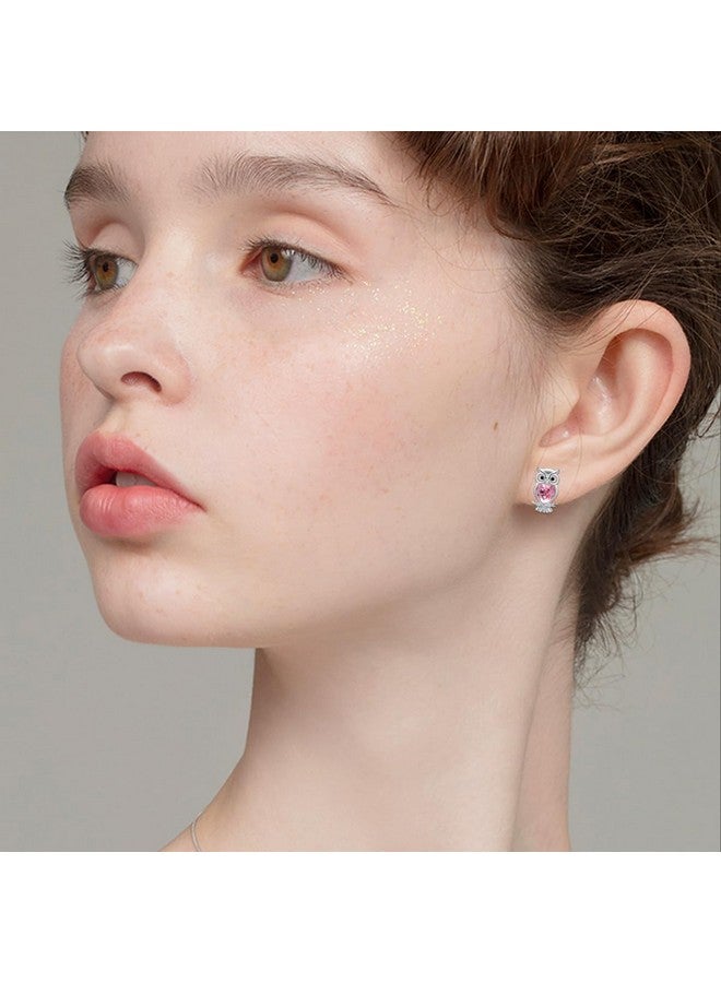 AOBOCO Owl Earrings For Women Sterling Silver Owl Stud Earrings For Women Teen Girls Owl Lovers Graduation Birthday Giftspink - Image 5