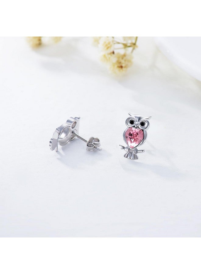 AOBOCO Owl Earrings For Women Sterling Silver Owl Stud Earrings For Women Teen Girls Owl Lovers Graduation Birthday Giftspink - Image 3