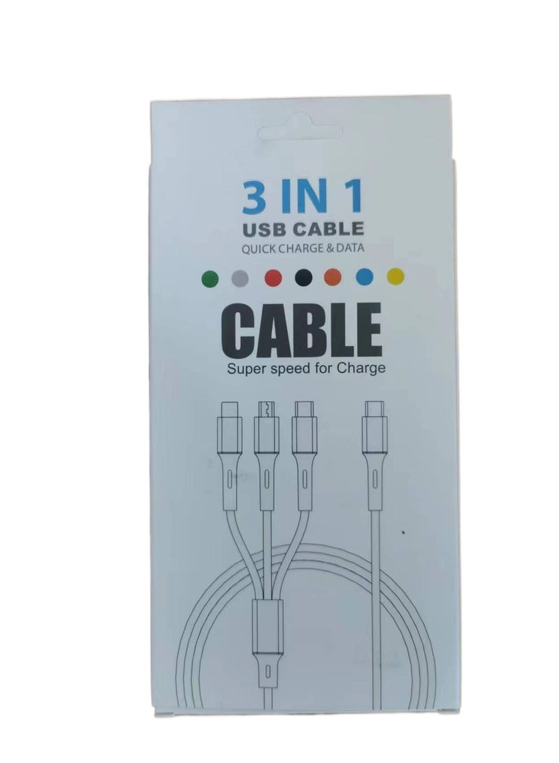 New 3-in-1 Super fast charging data cable gift charging cable multifunctional USB weaving Orange 1.2M - Image 4
