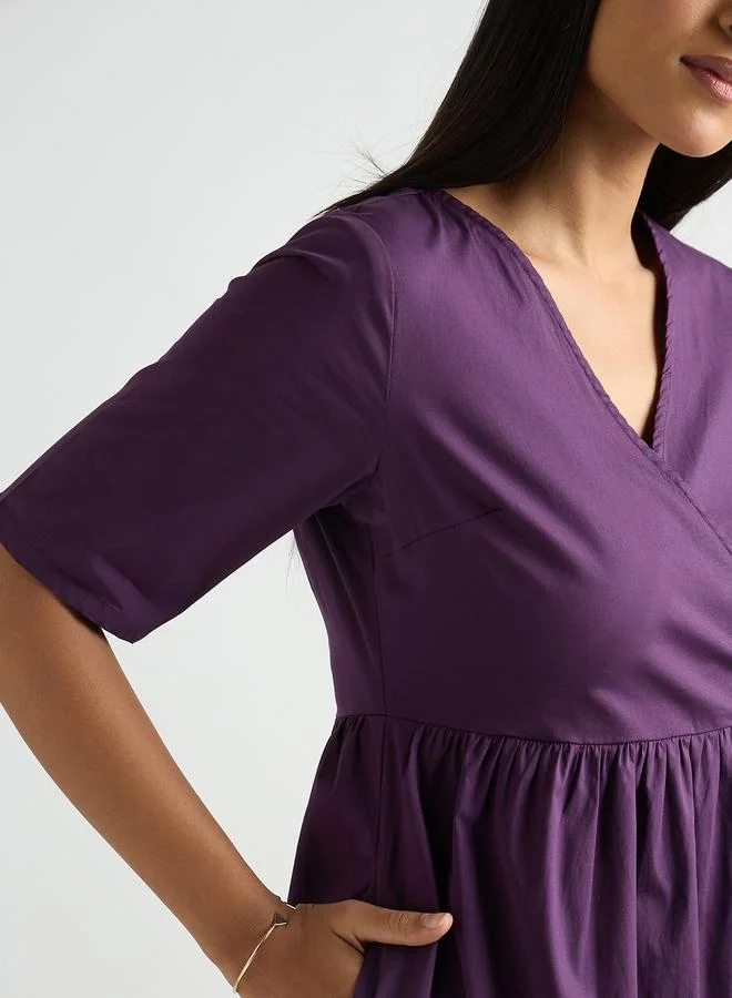 Femmella  Women Deep Purple Poplin Tiered Maxi Dress for Women | Best Price UAE