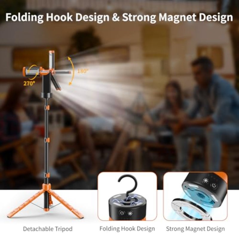 Rechargeable LED Emergency Lantern Portable Camping Lights 9000Mah with Stand-Telescopic 29"-79'' Magnetic Work Light 10000 Lumen with Detachable Tripod for Outdoor Home Garden, Patio - Image 5