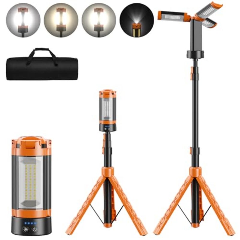 Rechargeable LED Emergency Lantern Portable Camping Lights 9000Mah with Stand-Telescopic 29"-79'' Magnetic Work Light 10000 Lumen with Detachable Tripod for Outdoor Home Garden, Patio - Image 1