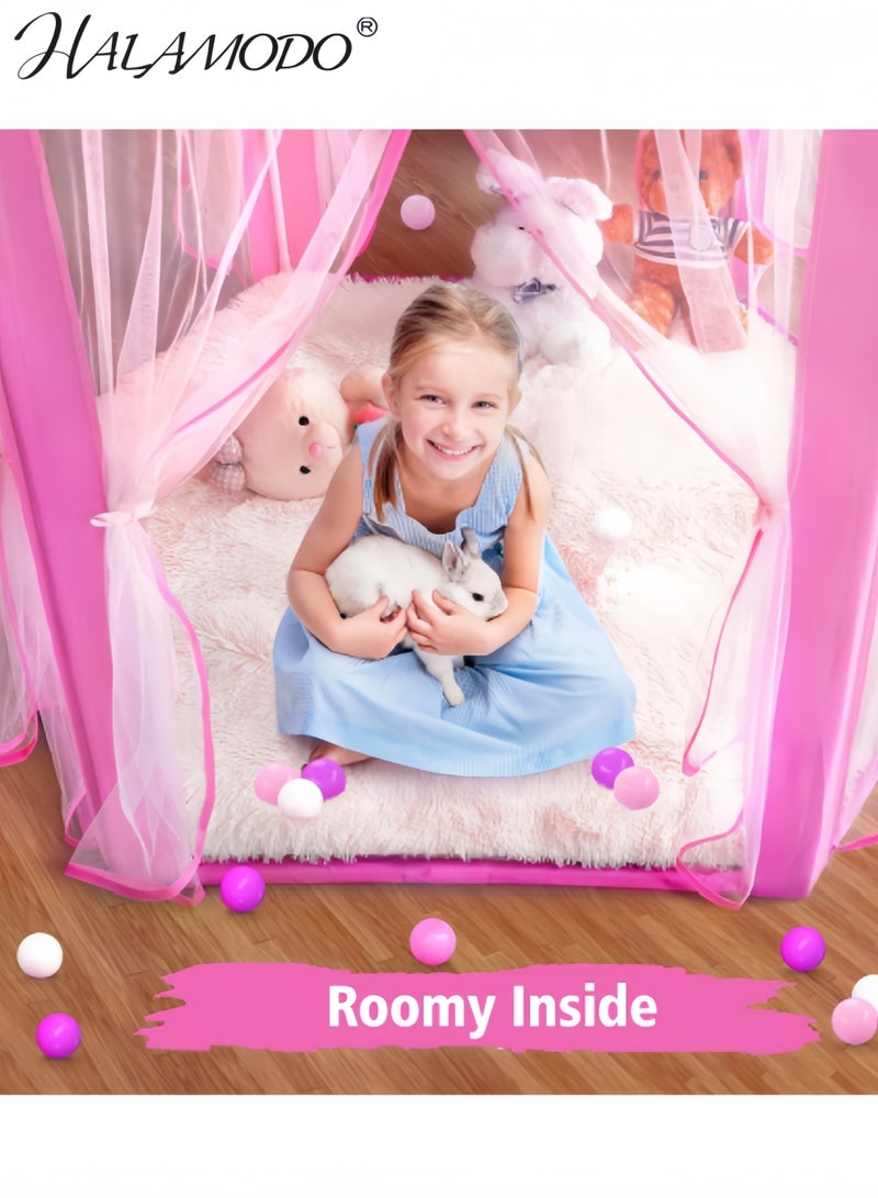 Halamodo Princess Tent Girls Large Playhouse Kids Castle Play Tent Toy for Children Indoor and Outdoor Games, 51'' x 53''  x 53'' - Image 3