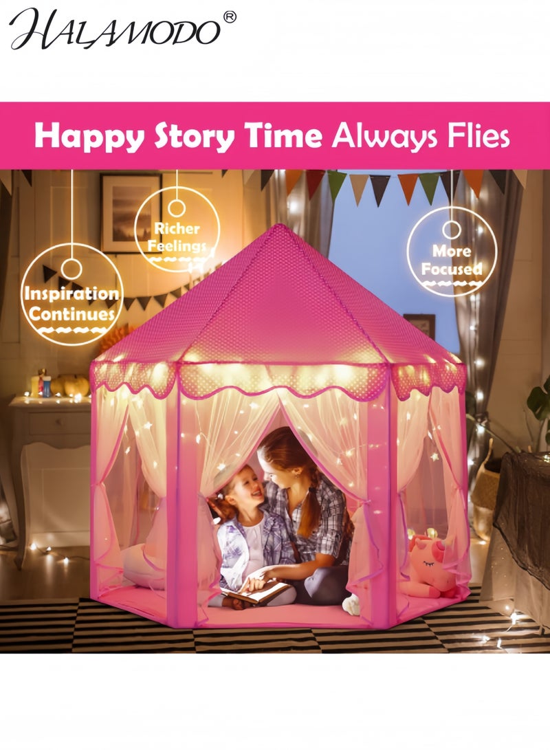 Halamodo Princess Tent Girls Large Playhouse Kids Castle Play Tent Toy for Children Indoor and Outdoor Games, 51'' x 53''  x 53'' - Image 4