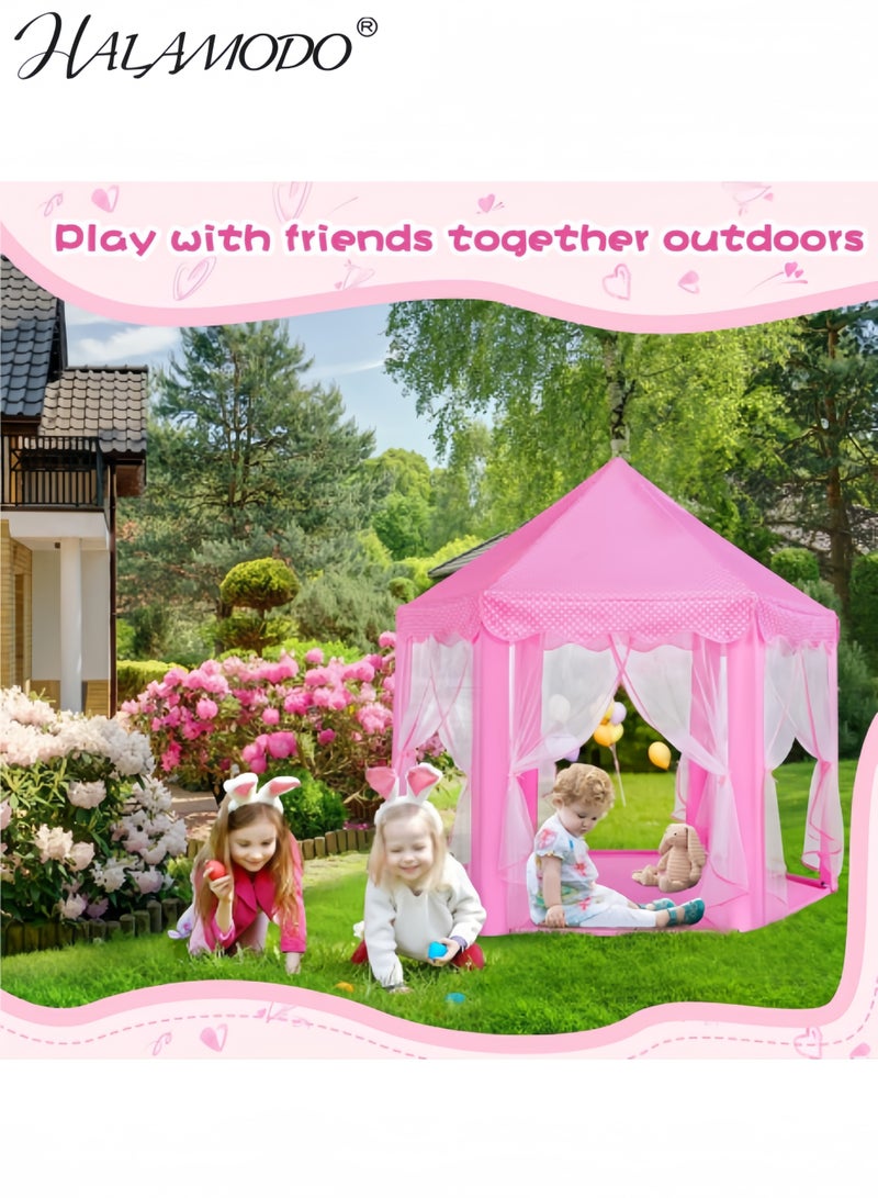 Halamodo Princess Tent Girls Large Playhouse Kids Castle Play Tent Toy for Children Indoor and Outdoor Games, 51'' x 53''  x 53'' - Image 5