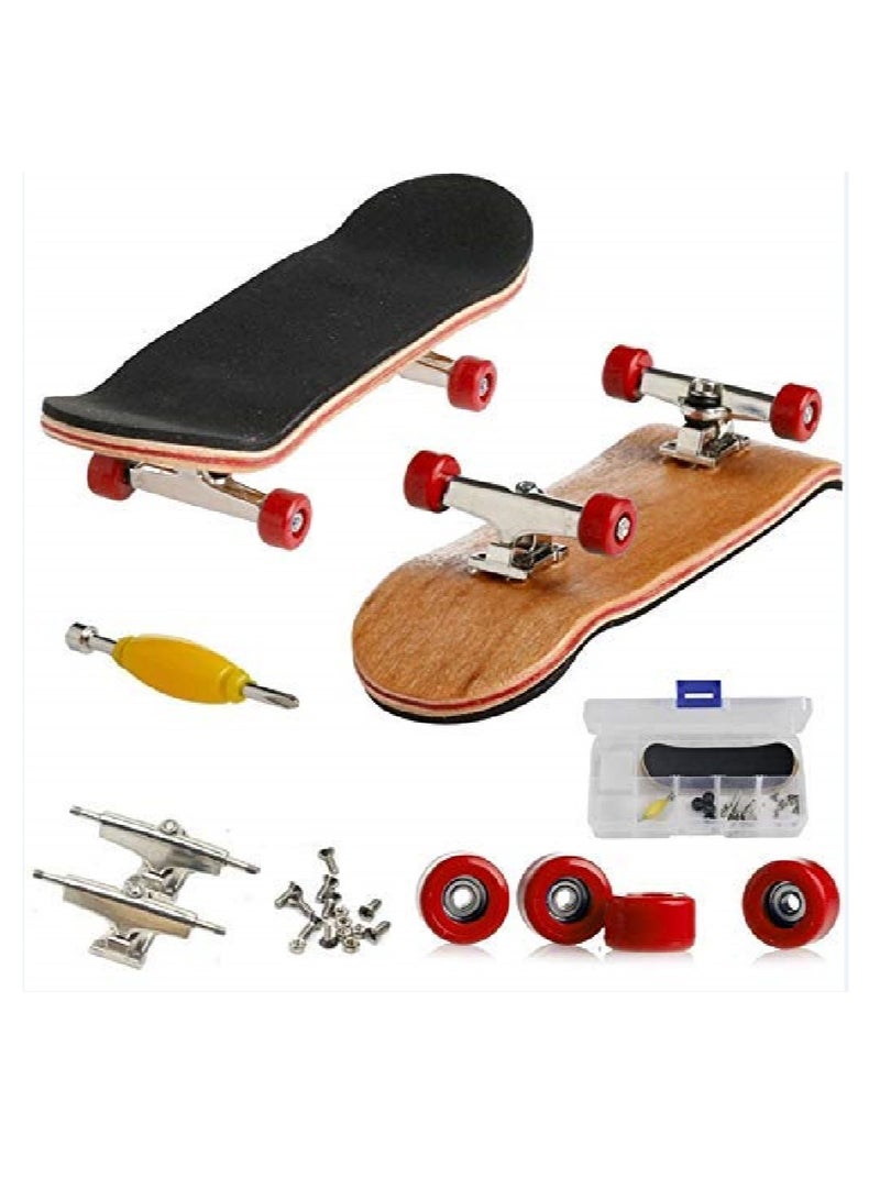 Finger Skateboard, Alloy Mini Skateboard Deck with Pro Fingerboard Tools and Anti-Slip Pu Pad, Pressure Gifts for Children Teens Adults (Red) - Image 1