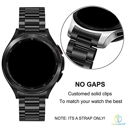 T TECLUSIVE Stainless Steel Metal Strap Chain Band Compatible for Galaxy Watch 6 Classic 5 Pro 4 Classic | Precise Curved Fitting with No Gap (Black) - Image 4