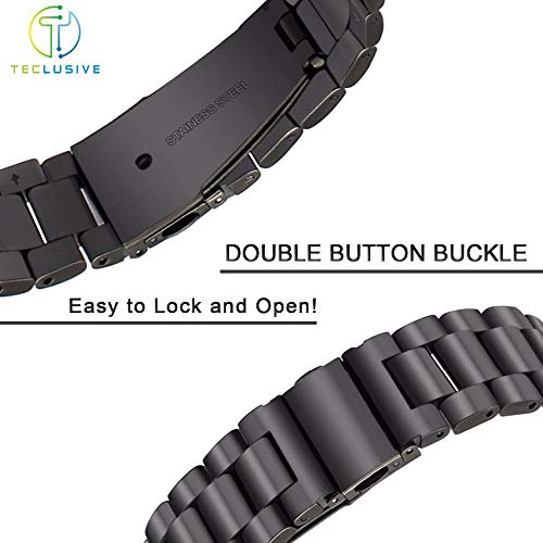 T TECLUSIVE Stainless Steel Metal Strap Chain Band Compatible for Galaxy Watch 6 Classic 5 Pro 4 Classic | Precise Curved Fitting with No Gap (Black) - Image 3