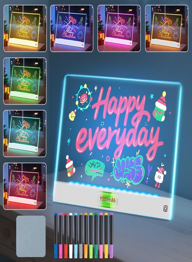 Yecuip 16-Inch LED Note Board Rechargeable with 7 Colors, Doodle Glow Board Neon Art Dry Erase Light Up Drawing Pad with Invisible Stand, Sketching Gift Toy for Kids/Girls/Teens, 12 Markers - Image 1