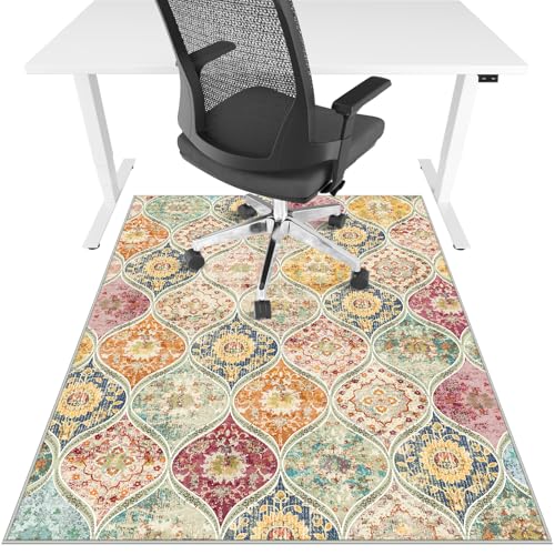 Lreedy Office Chair Mat for Hardwood Floor Tile Floor36X 48 Heavy Duty Desk Chair Mat for Hard Floors Under Desk Rug for Rolling Computer ChairAnti SlipLow Pile Carpet Floor ProtectorMulti - Image 1