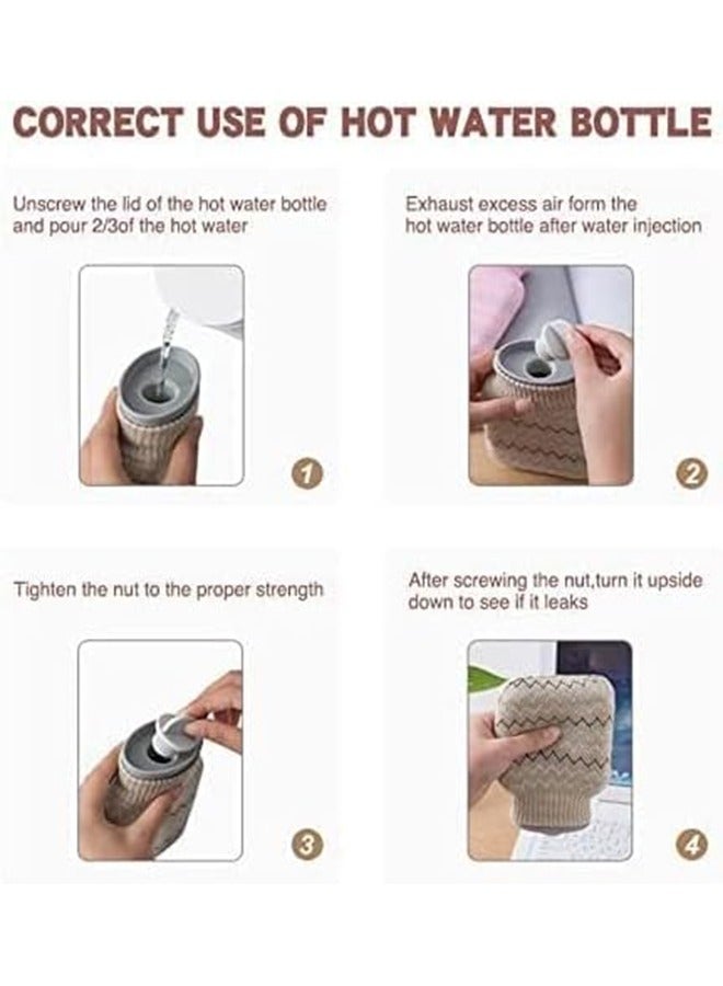 Arabest Hot Water Bottle with Soft Cover,Small Lovely and Reusable Hot Water Bottles Hand Warmers Portable Removeable&Washable Knit Bottle Covers, Microwave Oven Heating Available (Grey) - Image 3
