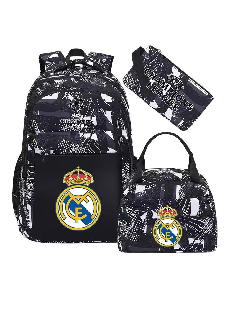 ريال مدريد حقيبة ظهر ريال مدريد ، مقلمة ، حقيبة يد ، بدلة من ثلاث قطع ، حقيبة سفر رياضية ترفيهية للرجال والنساء ، حقيبة ظهر مدرسية للطلاب