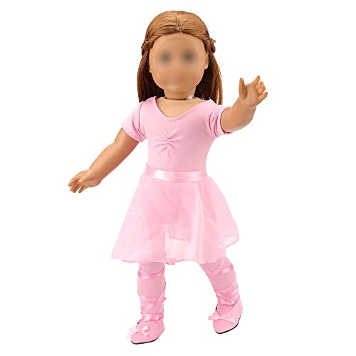 Barwa 18 inch Doll Me Doll Matching Outfits Clothes 4 PCS Ballet Ballerina Outfits Dance Dress Costume for Girls and 18 inch Dolls (140cm) - Image 3