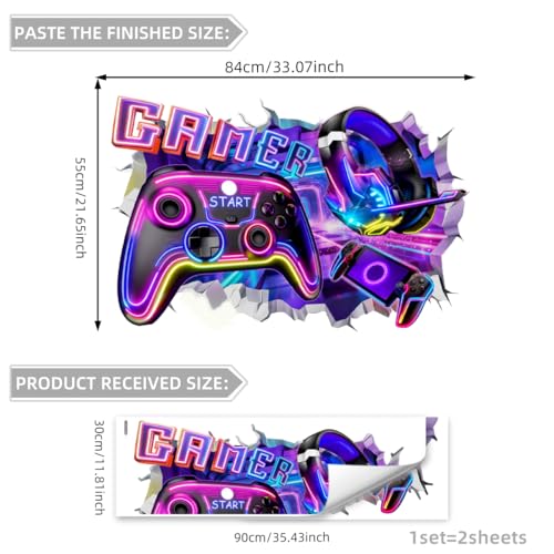 MagiMural 3D Game Room Decor Gaming Room Wall Decals Colorful Gamer Controller Video Gaming Joystick Stickers Boy Bedroom Teenagers Playroom Decor - Image 2