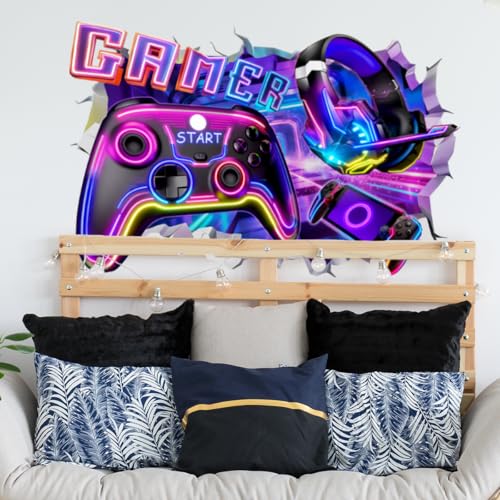 MagiMural 3D Game Room Decor Gaming Room Wall Decals Colorful Gamer Controller Video Gaming Joystick Stickers Boy Bedroom Teenagers Playroom Decor - Image 4