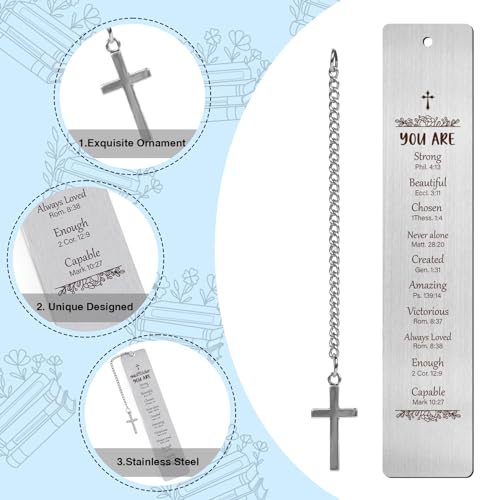 Shejdgart Metal Christian Bookmarks Gifts - Inspirational Bible Verse Bookmarks Gift for Book Lovers Religious Book Mark for Women Friends Birthday Baptism First Communion Graduation Retirement Gifts - Image 3