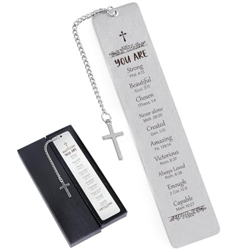 Shejdgart Metal Christian Bookmarks Gifts - Inspirational Bible Verse Bookmarks Gift for Book Lovers Religious Book Mark for Women Friends Birthday Baptism First Communion Graduation Retirement Gifts - Image 1