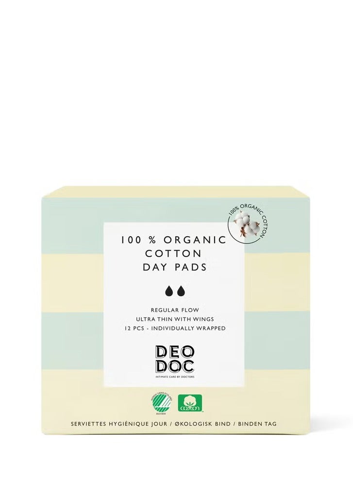DeoDoc Organic Cotton Day Pads 12 pcs - Image 1