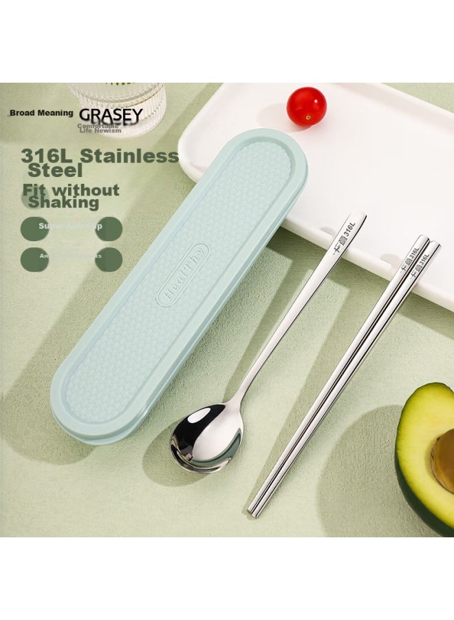 GRASEY Guangyi 316 Stainless Steel Chopsticks And Spoon Cutlery Set For One Person With Portable Storage Box Gy8903 - Image 1