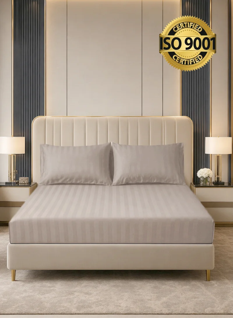 Master Home Textile King Microfiber Sheet Set, King Size 3 Pieces, Hotel Stripes design