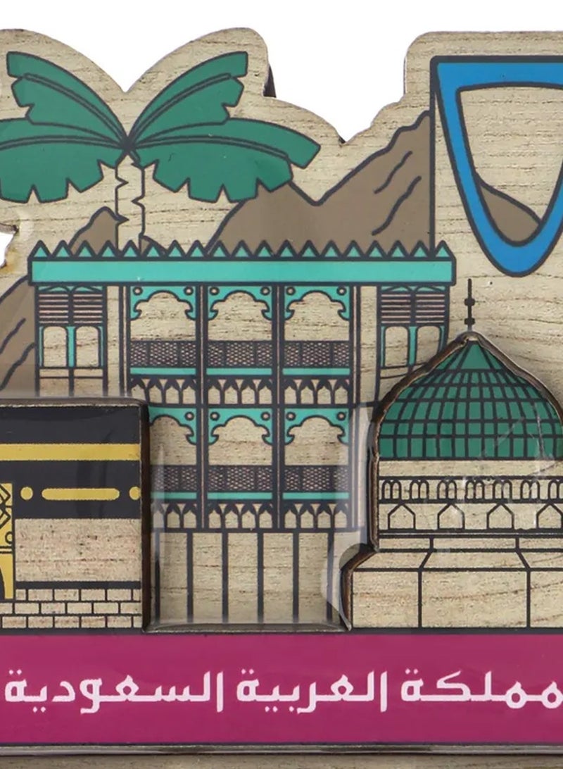 شبابنا×هناك مغناطيس ثلاجة مزين بتصميم ثقافي بعبارة المملكة العربية السعودية وبطبعة مستوحاة من معالم سعودية | هدية تذكارية لتزيين المطبخ – أصلي وعالي الجودة ويدوم طويلاً | منتجات سعودية ومحلية - SDAT-3 - Image 2