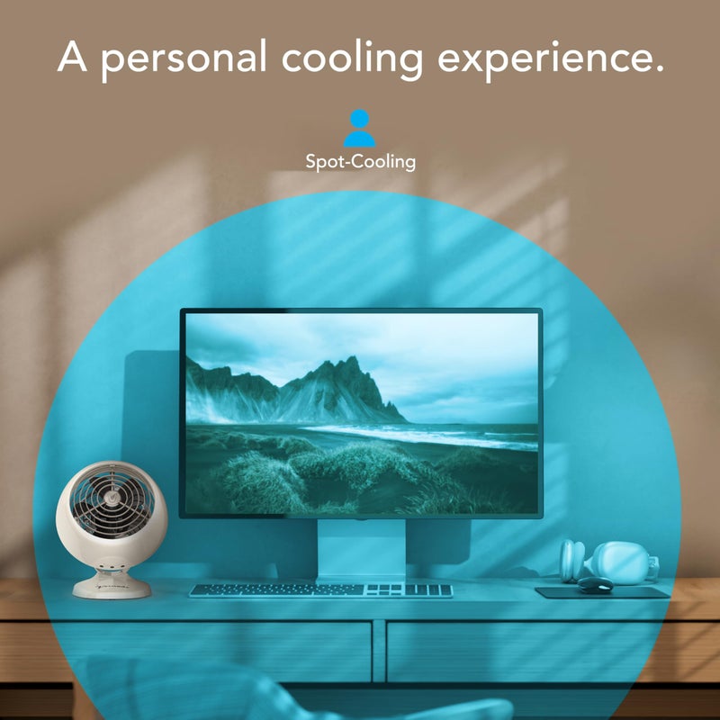 Vornado VFANâ„¢ Mini Classic Vintage Fan, Retro Metal Air Circulator, For Desk & Bedside, 2 Speeds, Adjustable Tilt, Personal Cooling with Targeted Airflow, Quiet Fan, Vintage White - Image 3