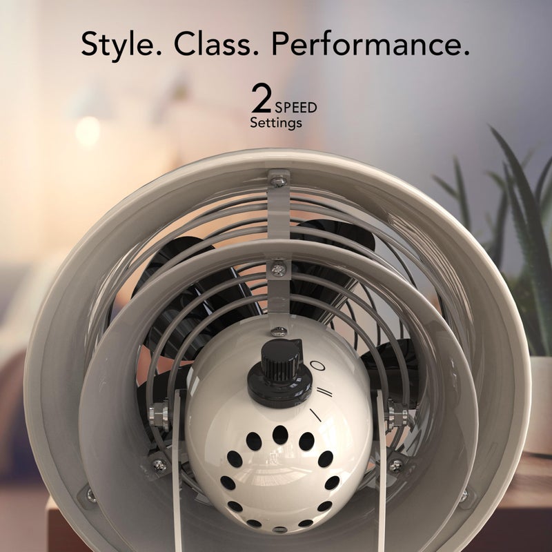 Vornado VFANâ„¢ Mini Classic Vintage Fan, Retro Metal Air Circulator, For Desk & Bedside, 2 Speeds, Adjustable Tilt, Personal Cooling with Targeted Airflow, Quiet Fan, Vintage White - Image 4